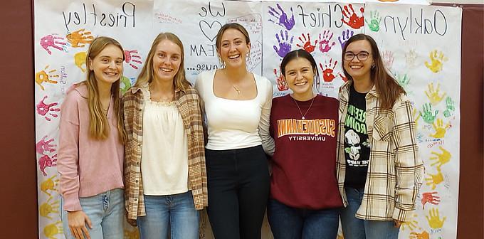 Pictured from left are Rylee Giomboni '25, Madalynn Gregory '25, Olivia Acri '25, Kyleen Michael '26 and Emilee Fisher-Henson,'26.